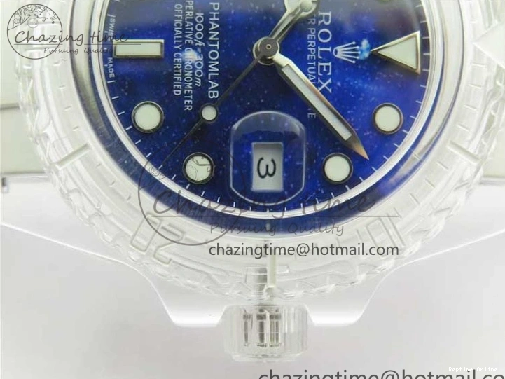 0512 Submariner Phantomlab Transparent KZF Best Edition Deep Blue Dial on White Rubber Strap VR WellDesigned 2568